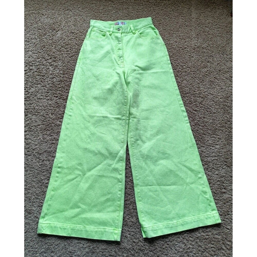 Urban Outfitters Lena Wide Leg Jeans Women's Size 26x28 Lime Green  Y2K Skater